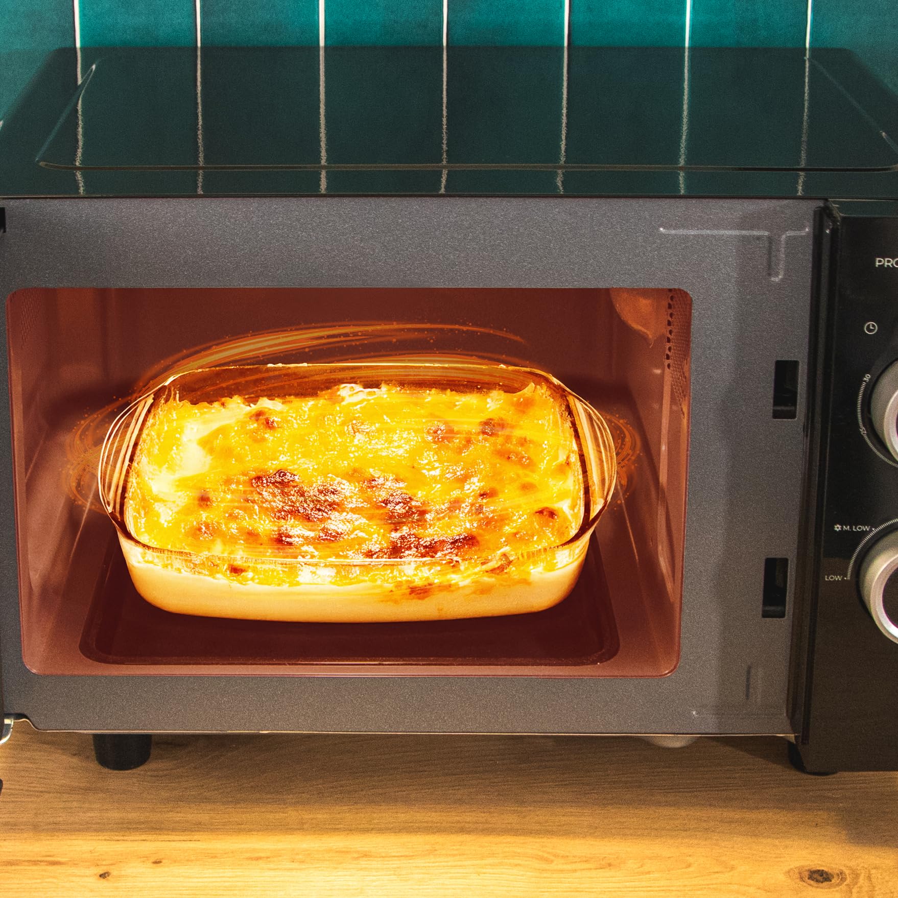 Cecotec Forno a Microonde 20L Proclean 3030 Flatbed. 700W, Design Compatto, Interno Ceramico, Modalità Scongelamento, Timer 30 Min, Tecnologia 3Dwave, Dettagli Fullcrystal