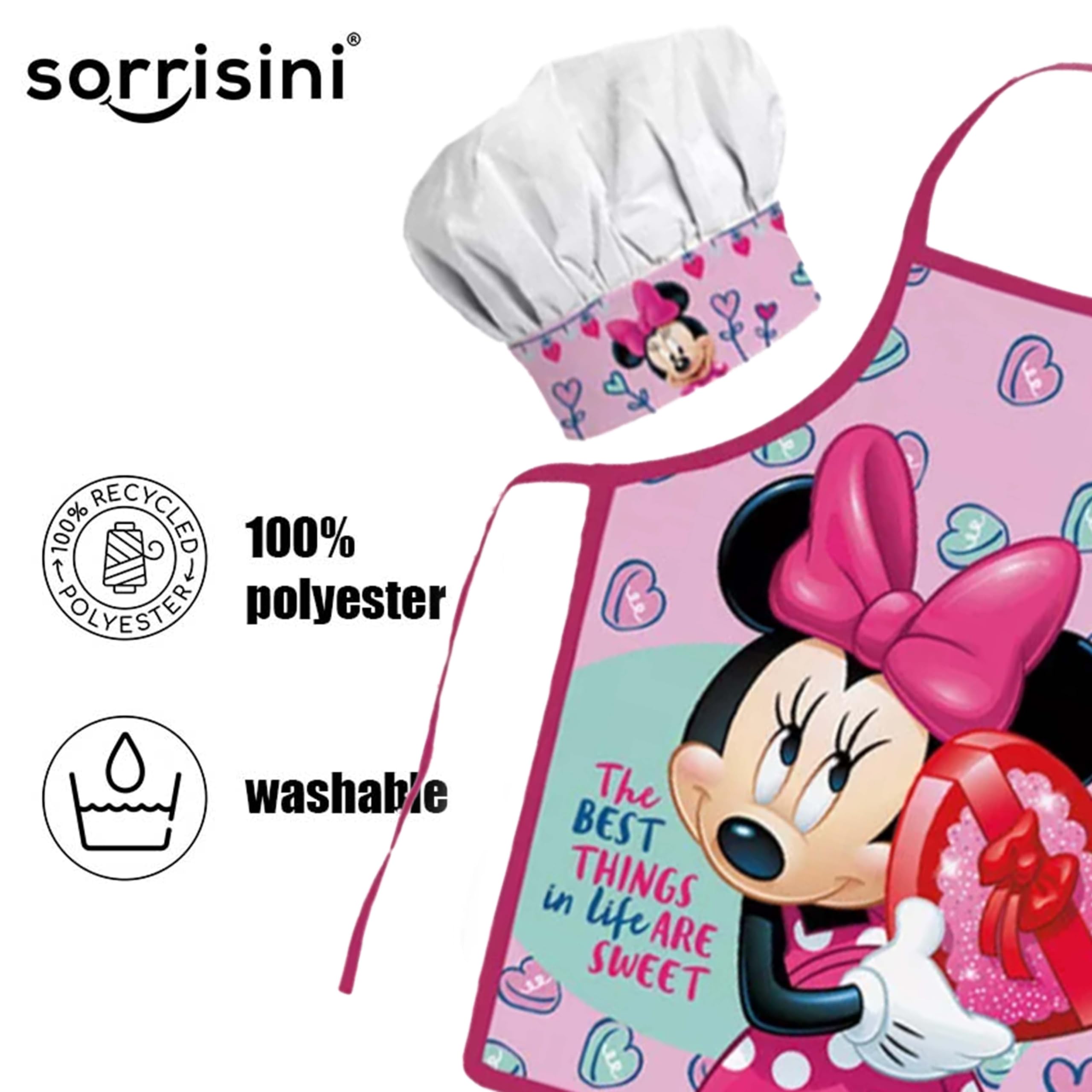 Set Chef Bambino, Grembiule da Cuoco per Bambini, Cappello Chef Bambino, Vestito Cuoco Bambino, Grembiule e Cappello Regolabile per dipingere Minnie