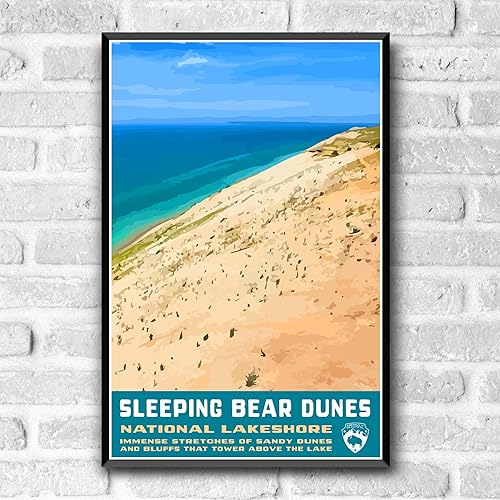 Miniatura 2 de Sleeping Bear Dunes National Lakeshore Vintage-Style Travel Poster - 8x10-12x18-18x24-24x36  4x6 Postcard WPA Style Art Print Michigan USA Lake