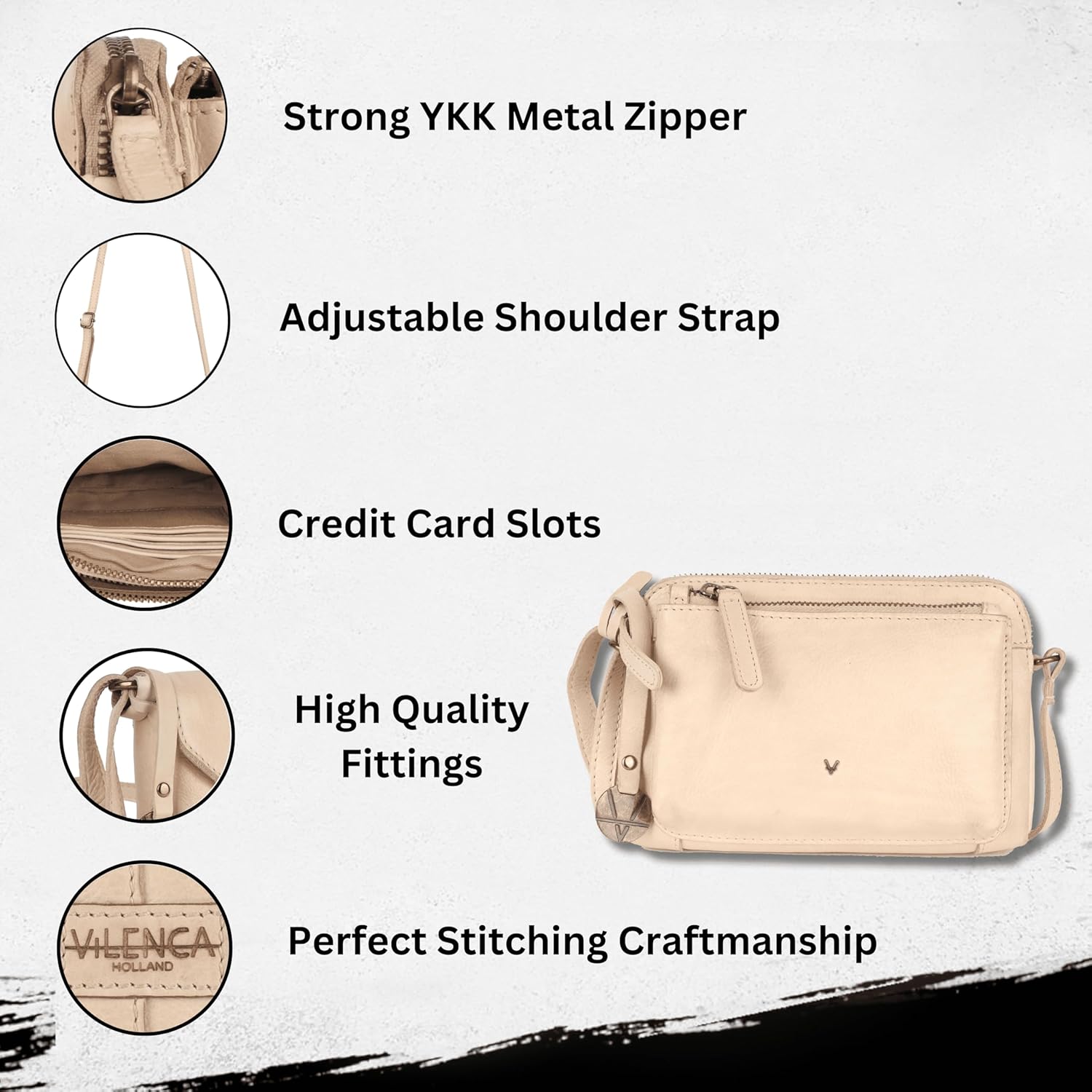 Genuine Italian Leather Small Crossbody Sling Bag RFID Protected Trendy Casual Office with Adjustable Strap - Image 2