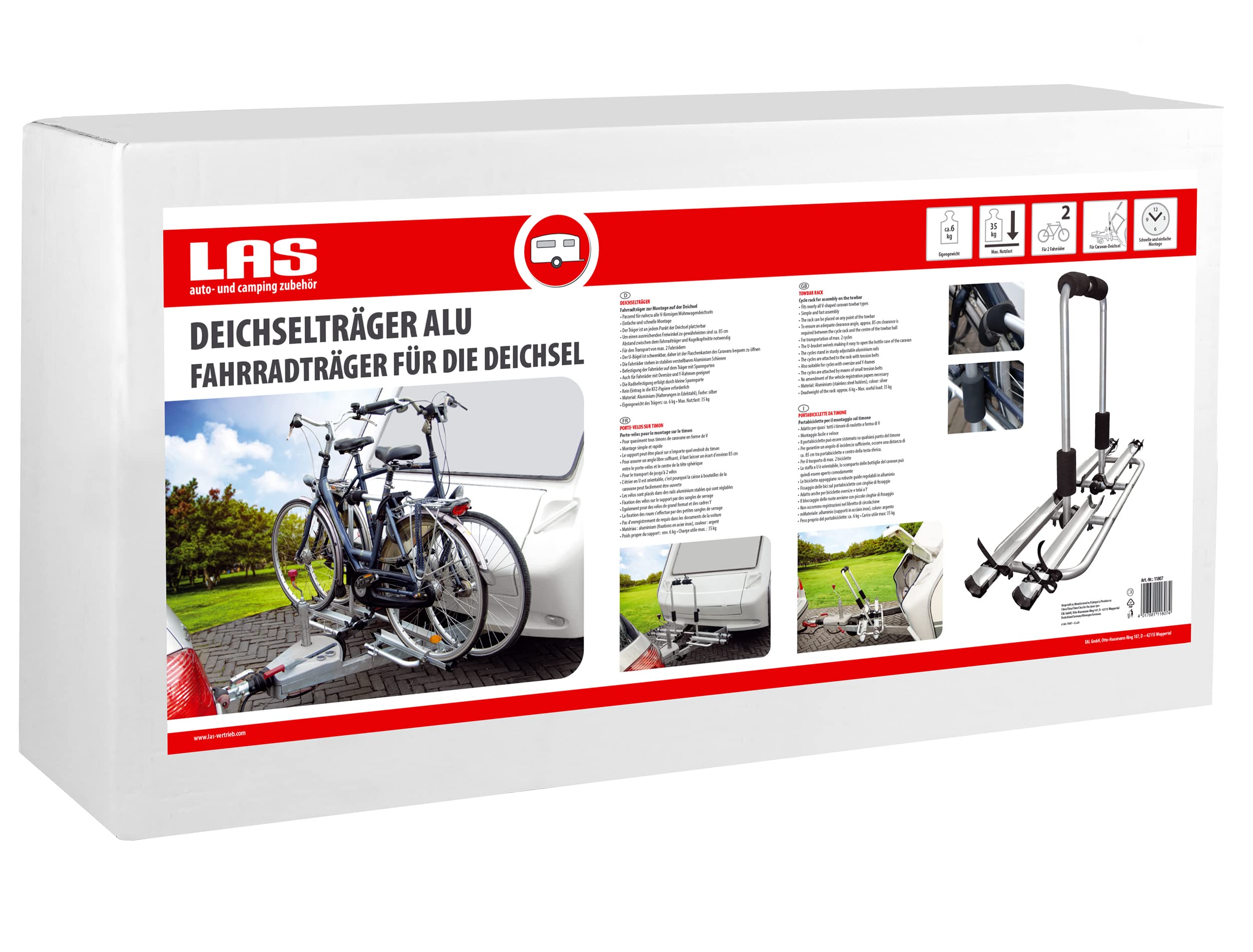 Las 11807 - Portabici Pieghevole in Alluminio, per 2 Bici