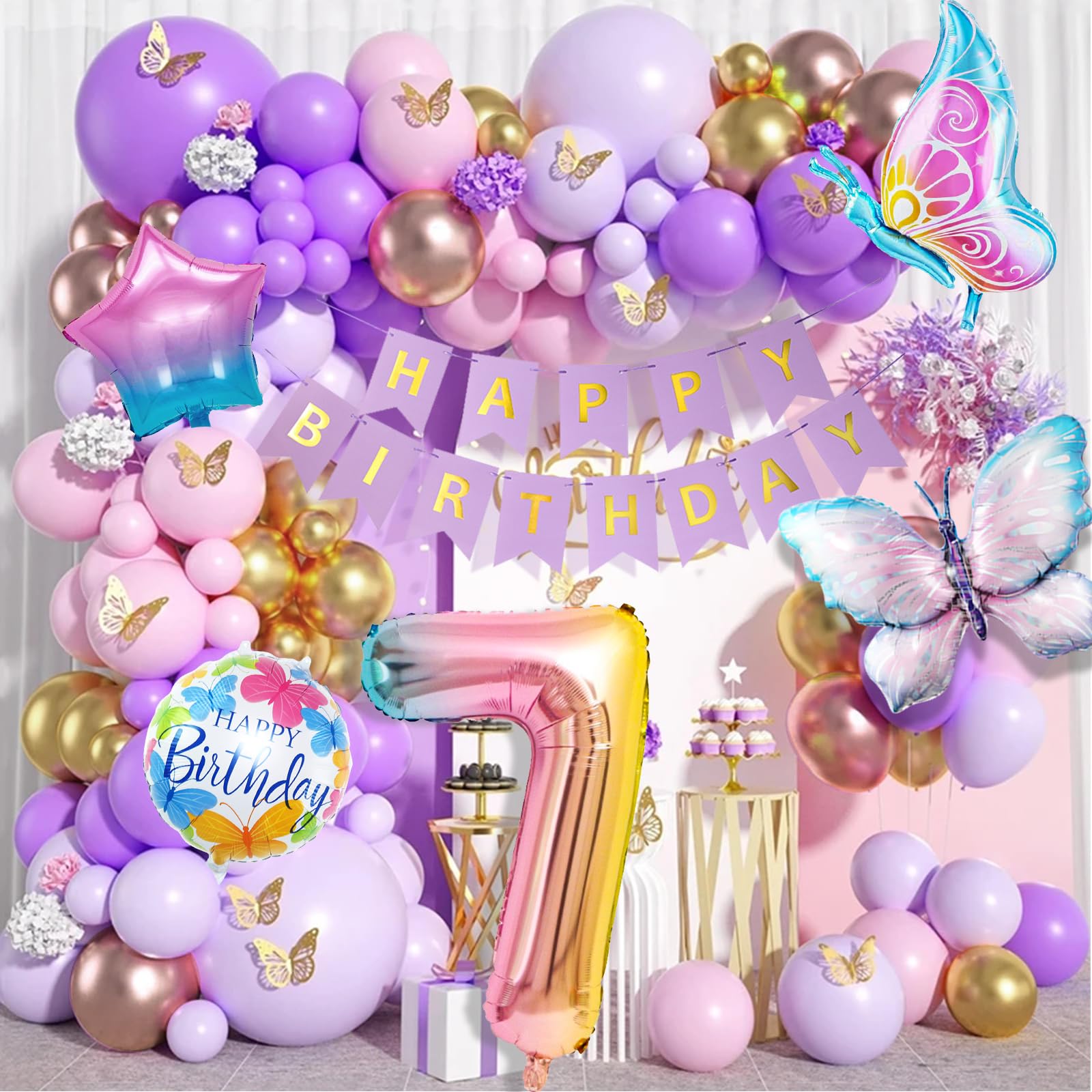 10 Palloncini Foil A Forma Di Farfalla E Girasole - Decorazioni Colorate Per Feste - 2