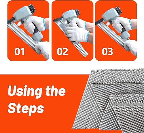 Miniatura 4 de SITLDY Clavos de acabado en ángulo de calibre 16 y 20 grados, 2-12 pulgadas, 1000 unidades galvanizadas, para clavadora neumática y eléctrica con