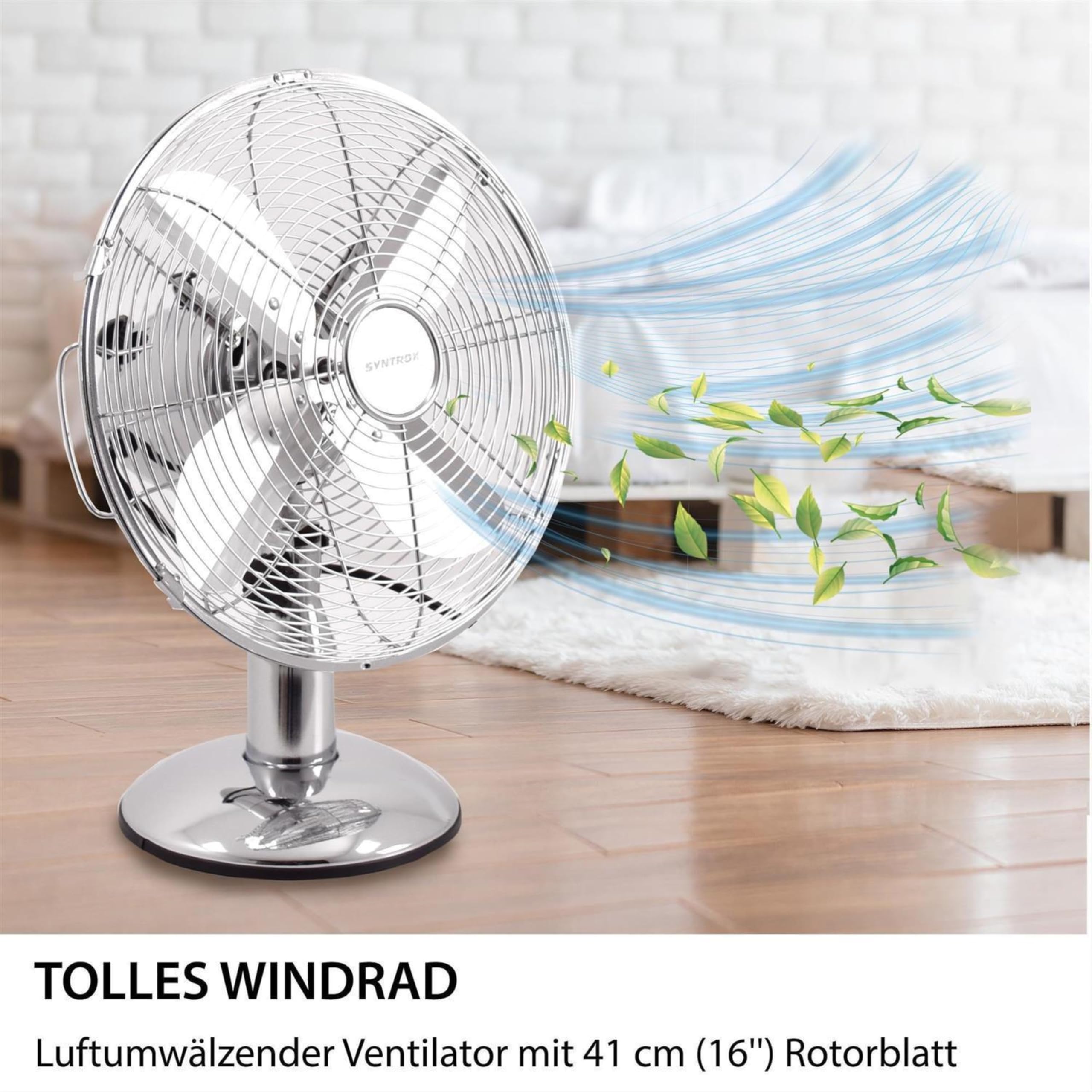 Syntrox Retro Tischventilator mit Oszillation Blinara | Ventilator Tischgerät, elegant und leistungsstark, 33 Watt, Energiesparend, automatische Schwenkfunktion