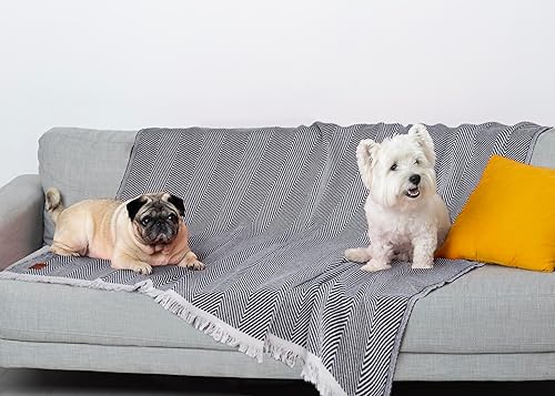 Miniatura 9 de GOLD CASE HOME COLLECTION Manta elegante 100% de algodón reciclado para sofá, súper suave, manta bohemia decorativa para sala de estar, cama y casa