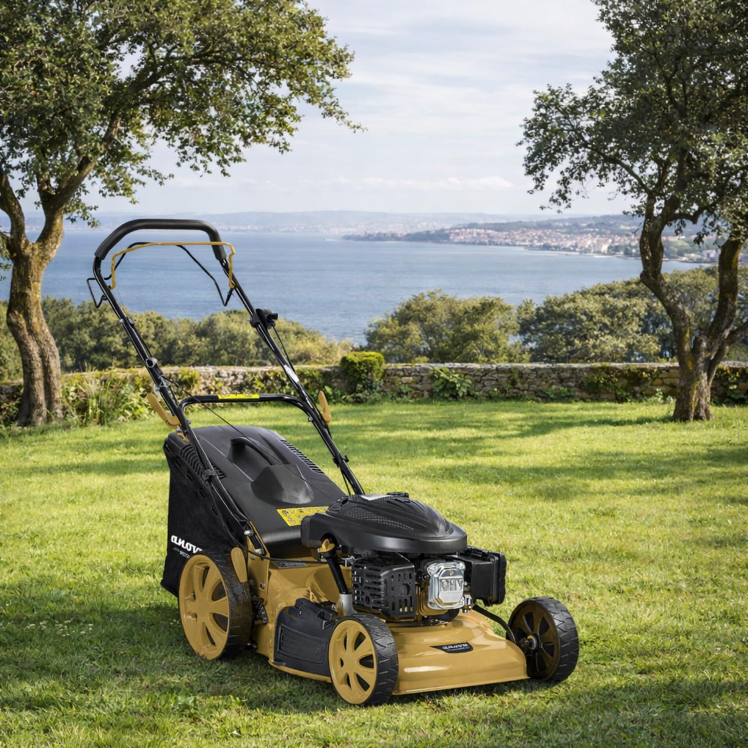 BRICOGARDEN - Cortacésped Gasolina 4T | 5 HP - 3,6 KW | 173 CC | 37,3 KG | Ancho Corte 51 CM | Alturas 25-75 MM (10 POS) | para Mantenimiento de Césped en Jardines y Zonas Verdes | Arranque Manual