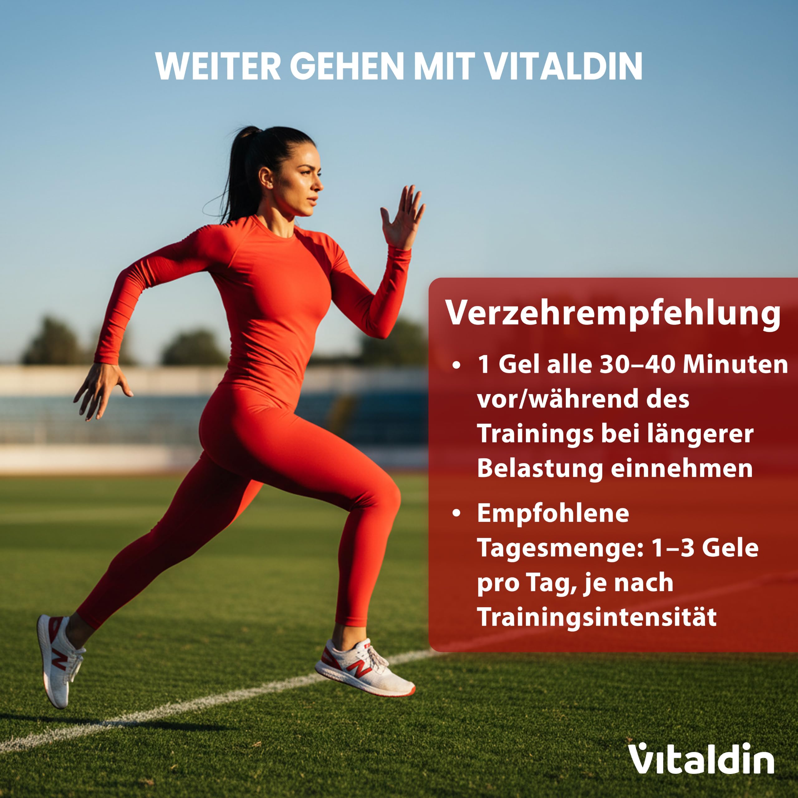 VITALDIN SPORT Energy Gel Caffeine – 24 Gels x 40 g – Energiegel mit Beerengeschmack – 60 mg Koffein & Vitamin B6 – Schnelle Energie & allmähliche Freisetzung – Running, Radfahren & Sport di Ausdauer…