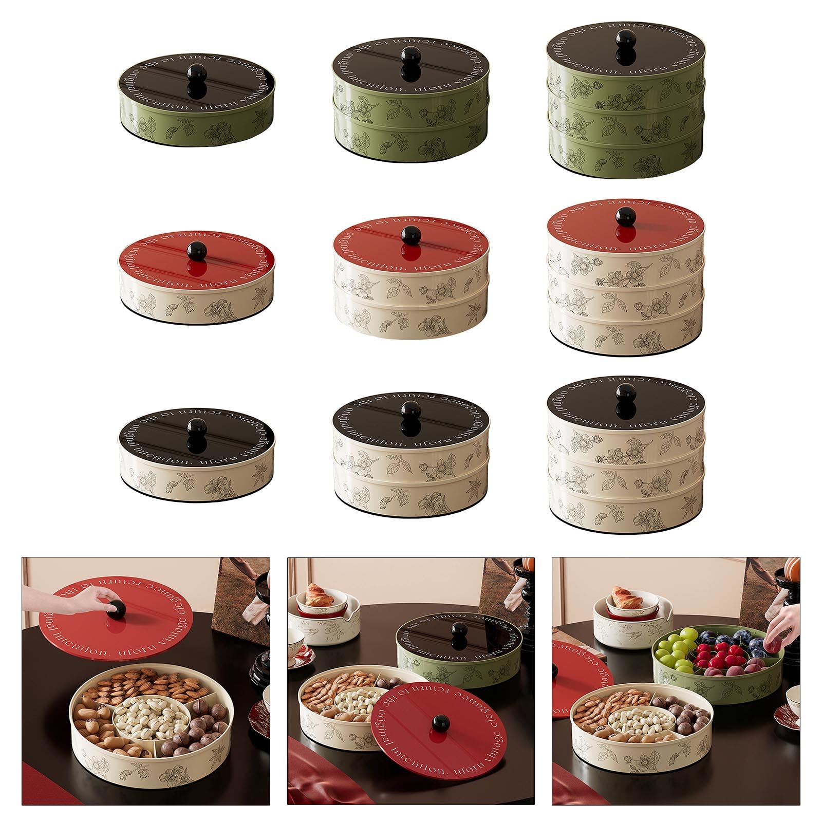 Food Tray Snacks Platter 1/2/3 Layer Serving Tray With Lid Fruit Platter Serving Bowl Food Storage Container