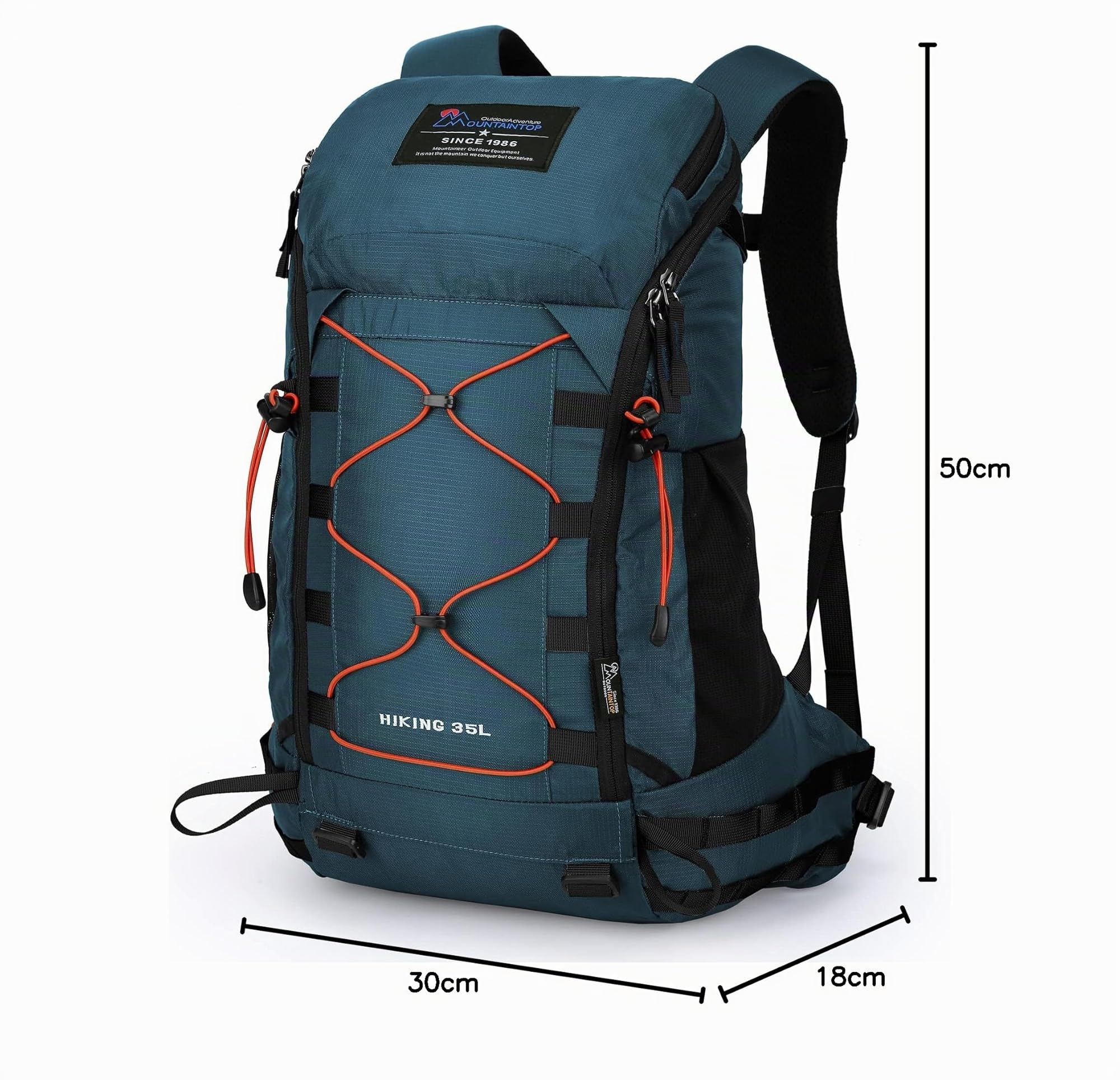 MOUNTAINTOP 35L Wanderrucksack Trekkingrucksack Outdoor Rucksack mit Regenhülle 55x30x18cm