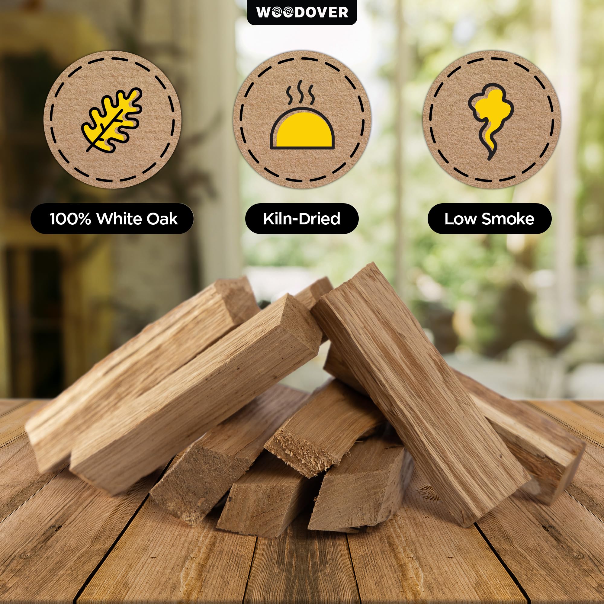 Pizza Oven Wood with Fire Starters, 12 lbs Kiln-Dried White Oak Logs (6 Inch) for Ooni, Solo Stove, Gozney – Low Smoke, Clean Split Firewood for Outdoor Cooking & Wood-Fired Pizza, Approx 800 cub.in.