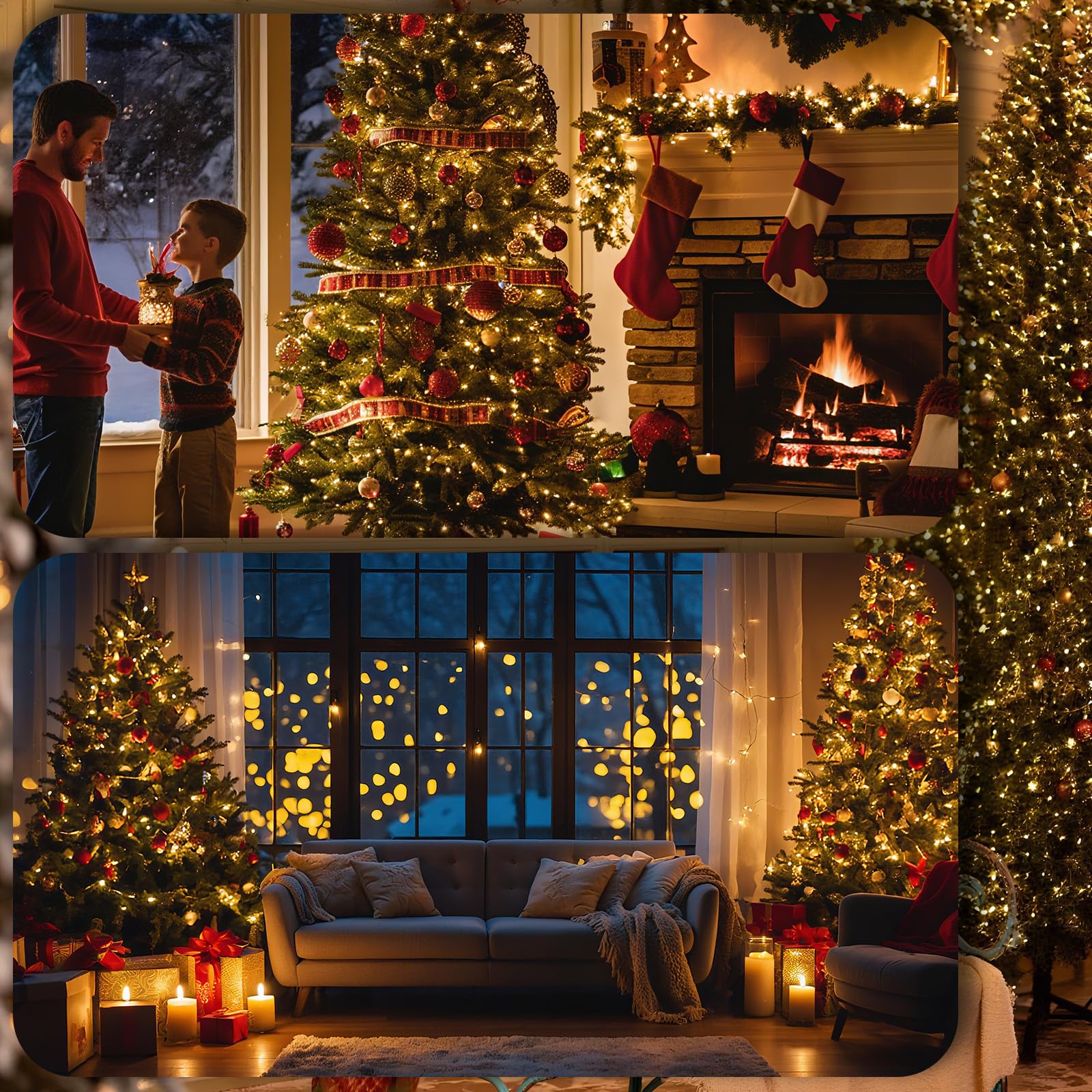SALCAR Cadena de luces LED en racimo para árbol de Navidad, 20m con 800 LEDs, iluminación de árbol de Navidad con 8 modos, temporizador y memoria, resistente al agua, para exteriores e interiores