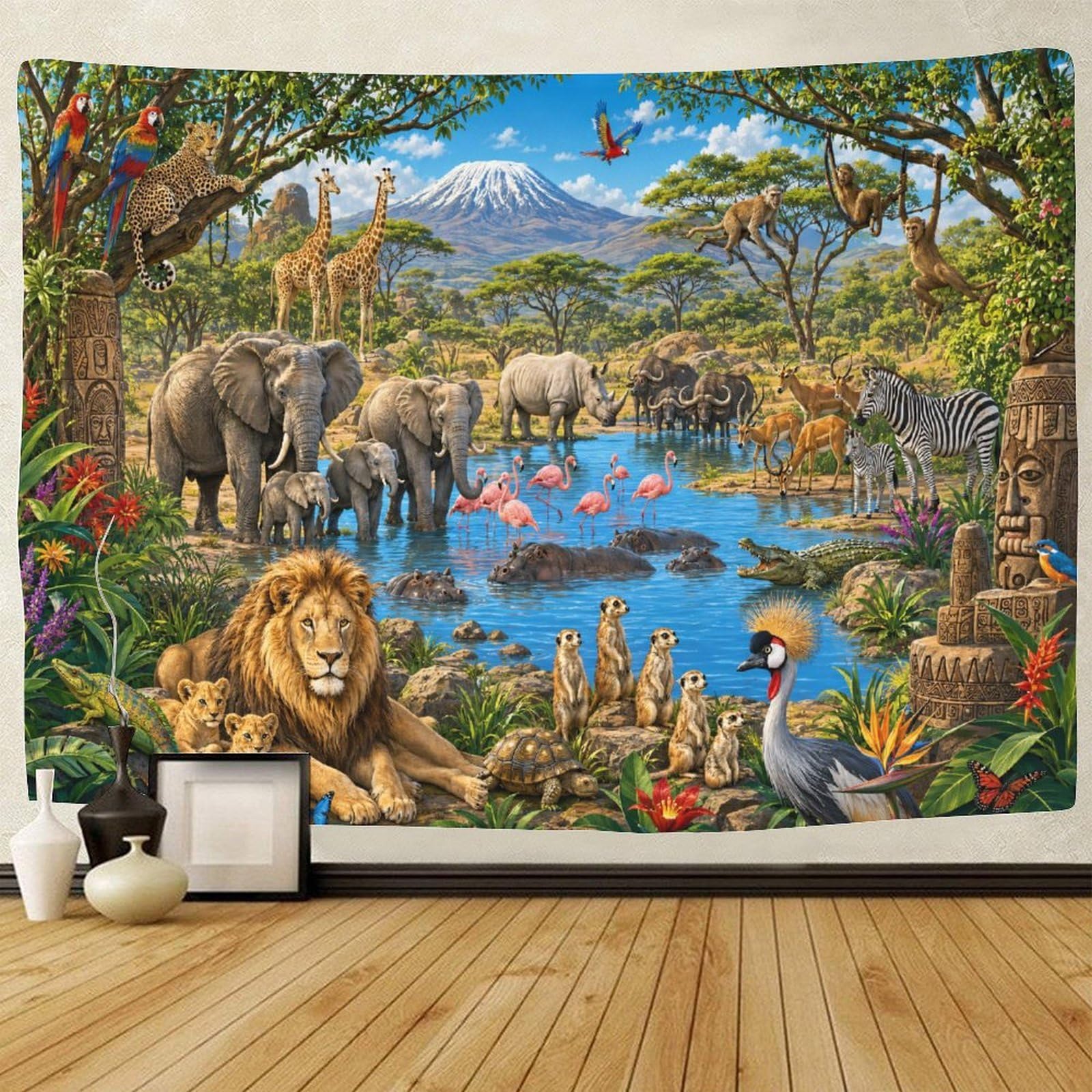 GPMNBCXZK African Savannah Wildlife Animals Wall Tapestry Wall Hanging Decor 3D Print Tapestries Poster Home Decoration Bedroom College Dorm 70cmx100cm