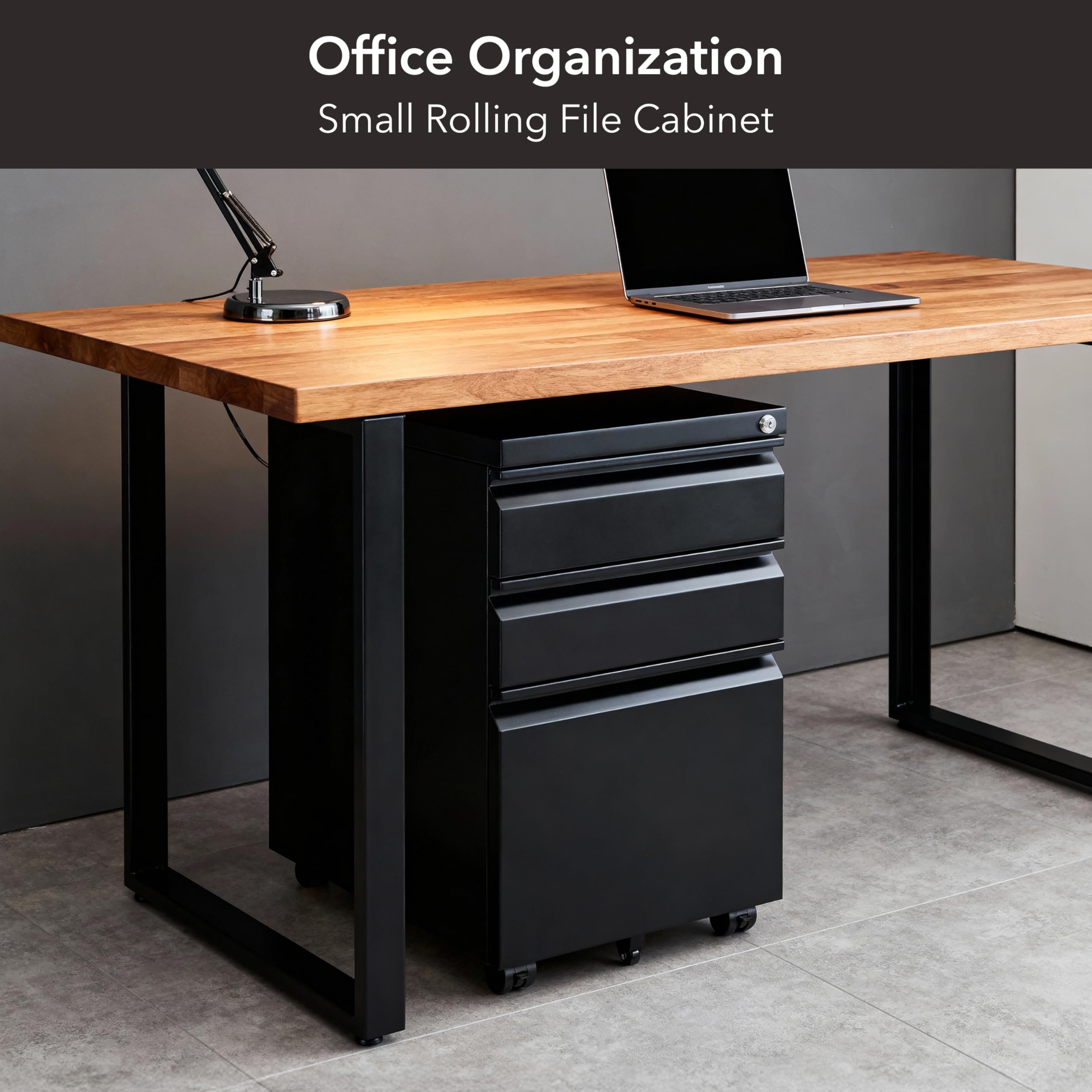 Mount-It 3 Drawer File Cabinet with Lock and Wheels Heavy-Duty Steel Rolling Drawer Cabinet Fully Assembled Under Desk — view 7