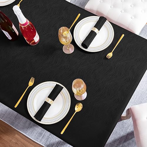 Miniatura 5 de Softalker Mantel rectangular de jacquard, diseño de remolino, impermeable, resistente a las manchas, sin arrugas, peso pesado, para cenas, fiestas,