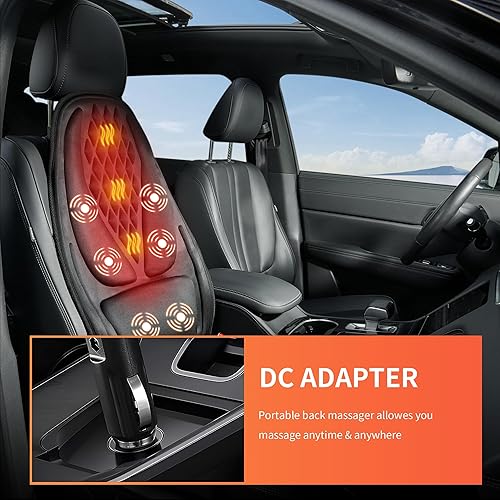 Miniatura 4 de Masajeador de espalda con calor, masajeador de asiento con 8 potentes motores de vibración, almohadilla portátil para silla de masaje para uso en la