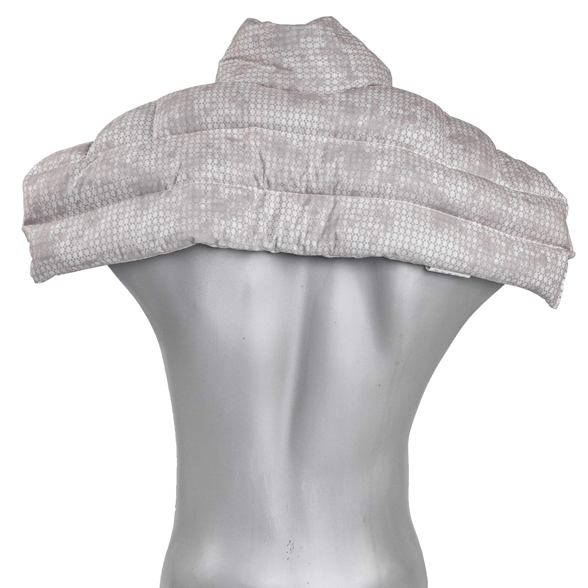 Bio-Dinkelkissen Schulter & Nackenkissen mit Kragen. Nacken Wärmekissen, Körnerkissen - Wärme und Kälte (shabby-chic grau-beige, Bio-Dinkel)