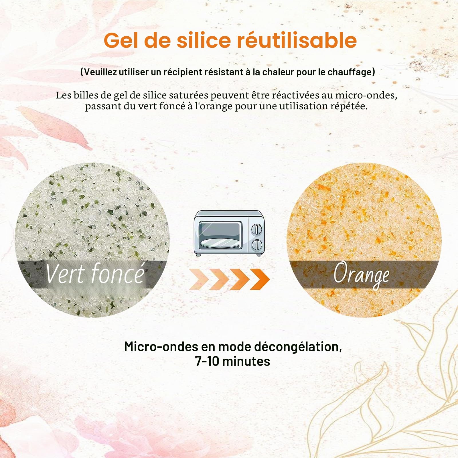 1.0KG Silice Fleurs Séchées - Gel de Silice pour Fleurs - Cristaux de séchage- Silicagel Reutilisable Gel de Silice anti Humidité Absorbeur Déshydratant la Conservation du Bouquet de Mariage