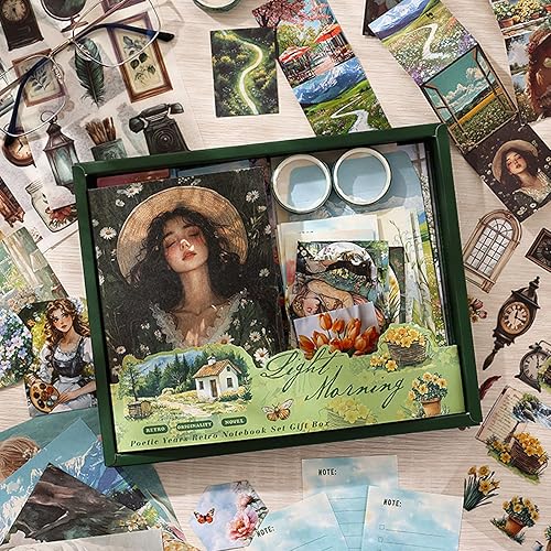 Kit de suministros para álbumes de recortes, kit de álbumes de recortes estéticos de personas vintage, suministros de diario basura con papel de