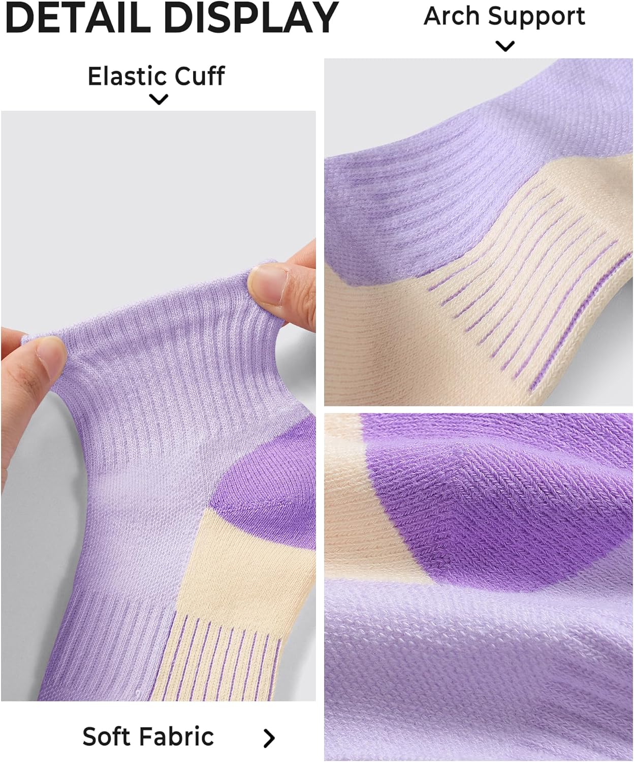 BOOPH 6 Pairs Kids Socks Boys Girls Cushioned Quarter Socks Athletic Ankle Sock 4-14 Years - Image 5