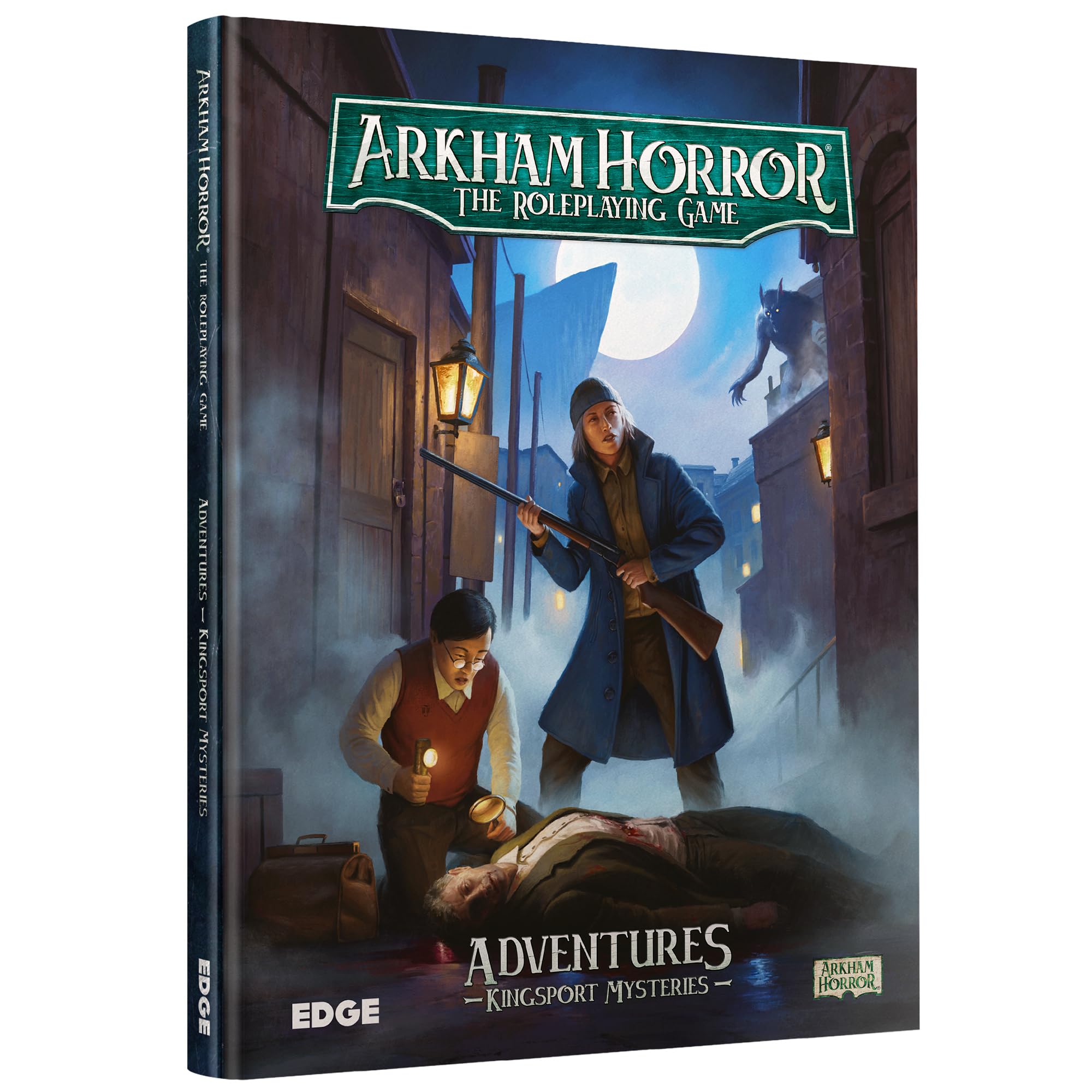 Asmodee Arkham Horror The Roleplaying Game Kingsport Mysteries Adventure Book - 3 scenari della campagna, 2 mappe poster bifacciali, gioco di ruolo coinvolgente, età 14+, 2-6 giocatori, 1+ ora di