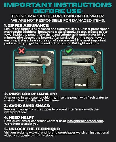 Miniatura 4 de Drench Riñonera 100% impermeable subacuática. Riñonera. Bolsa sumergible impermeable para teléfono. Bolsa seca para nadar y esnórquel. Funda para