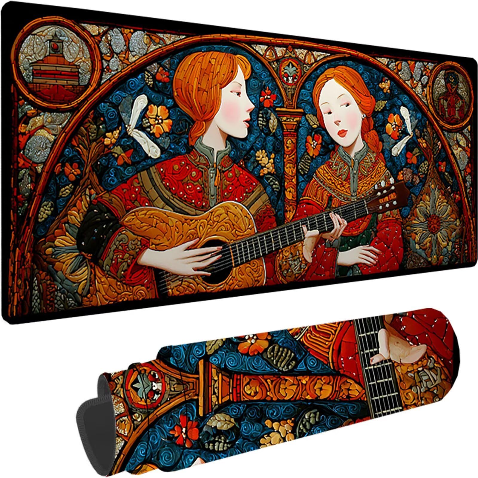 Pomarańczowa podkładka pod mysz do gier 800 x 400 x 4 mm duża podkładka pod mysz XXL, kreskówka podkładka pod mysz ze zszytymi krawędziami, antypoślizgowa gumowa podstawa Podkładka pod mysz do gier do