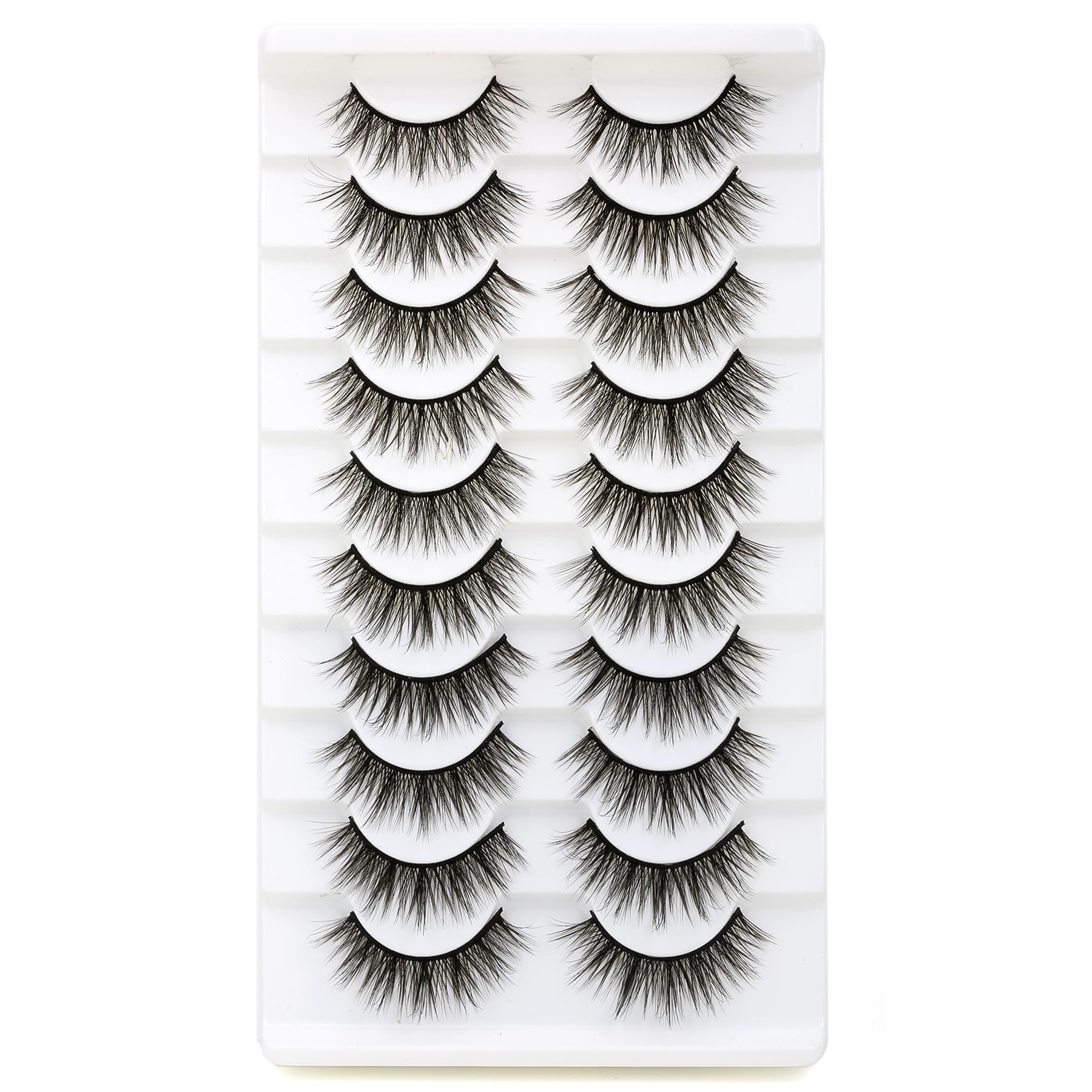 SYlashes False Eyelashes 14mm Faux Mink Lashes Natural Look Manga Lashes Soft Wispy Luxury Volume Fake Lashes 10 Pairs Pack