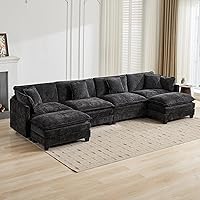 Vista 58 de Modernos y acogedores sofás seccionales para sala de estar, cómodos sofás seccionales verdes, sofá para sala de estar, sofás y sofás (negro, otomano)