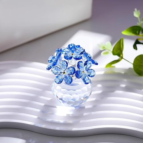 Miniatura 10 de Qianwei Red Forget Me Not Crystal Flowers  Condolencias de cristal de flores coleccionables, decoración de pisapapeles, decoración de mesa para el
