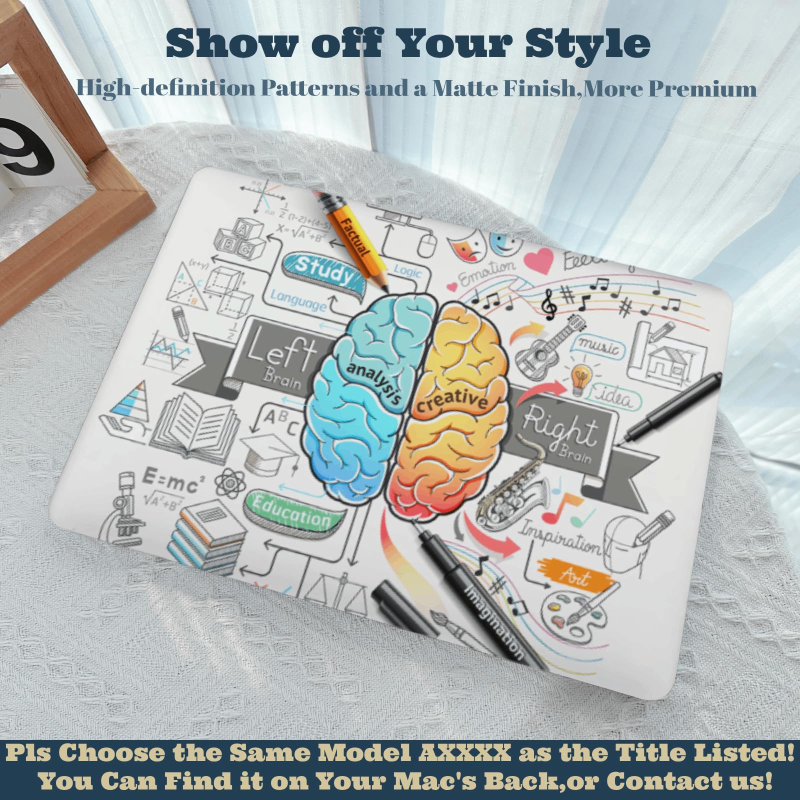 Funda Protectora para MacBook Air 13 Pulgadas M5 M4 M3 M2 A3240 A3113 A2681 Carcasa Dura para Macbook Air 13,6" 2025 2024 2022,Estuche Cover Dura Fina,Cerebral Izquierdo y Derecho