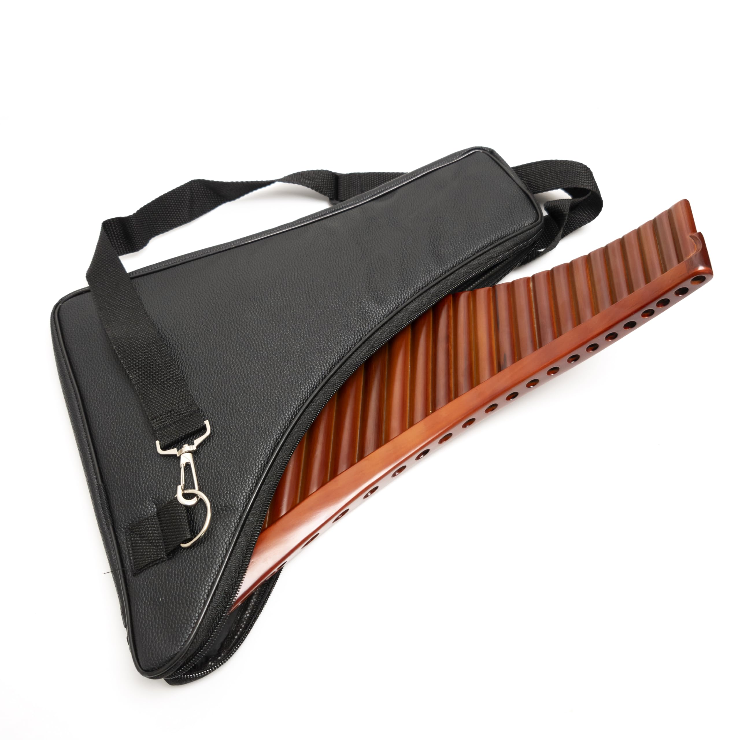 22-Pipe Handmade Bamboo Pan Flute – C Key Panflute, Easy to Learn Traditional Andean & Peruvian Style, China Traditional Musical Instrument Portable & Exquisite Brown, Ideal for Beginners