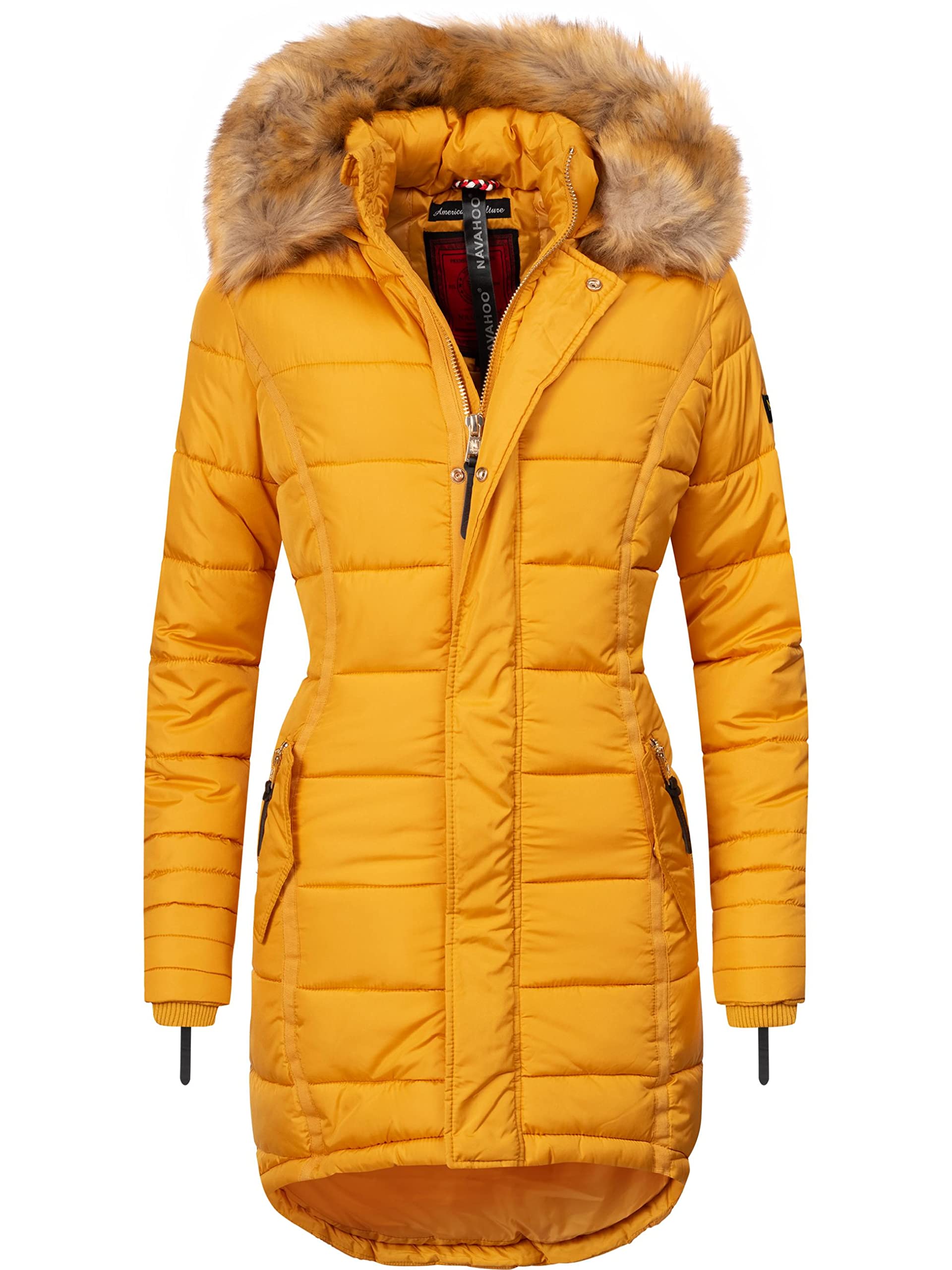 Navahoo Papaya Abrigo Guateado extralargo de Invierno para Mujer con Capucha de Pelo sintético 12 Colores XS-XXL