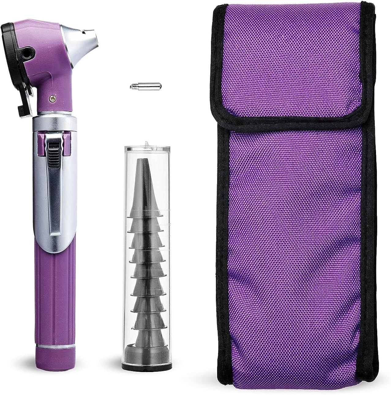 Pocket Size Fiber Optic Mini Otoscope Earscope (5 Colors) Portable LED Ear Light Exam Kit Fiber Optic Scope, Ear Inspection Tools - Made for Students, Nurses & Home Use (Purple Color)