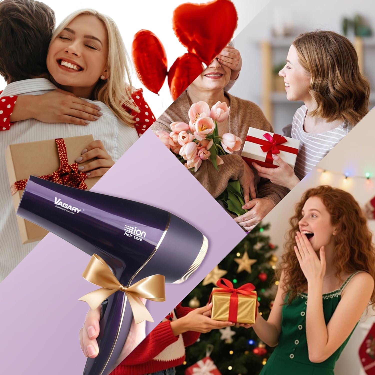 VAGARY 6690A Salon Pro Hair Dryer for Women,2200w Powerful AC Motor Fast Drying, Ionic Blow Dryer for Thick Hair,2 Speeds and 2 Heat Settings 1 Cool Shot Button(1 Diffuser and 1Concentrator) - Image 7