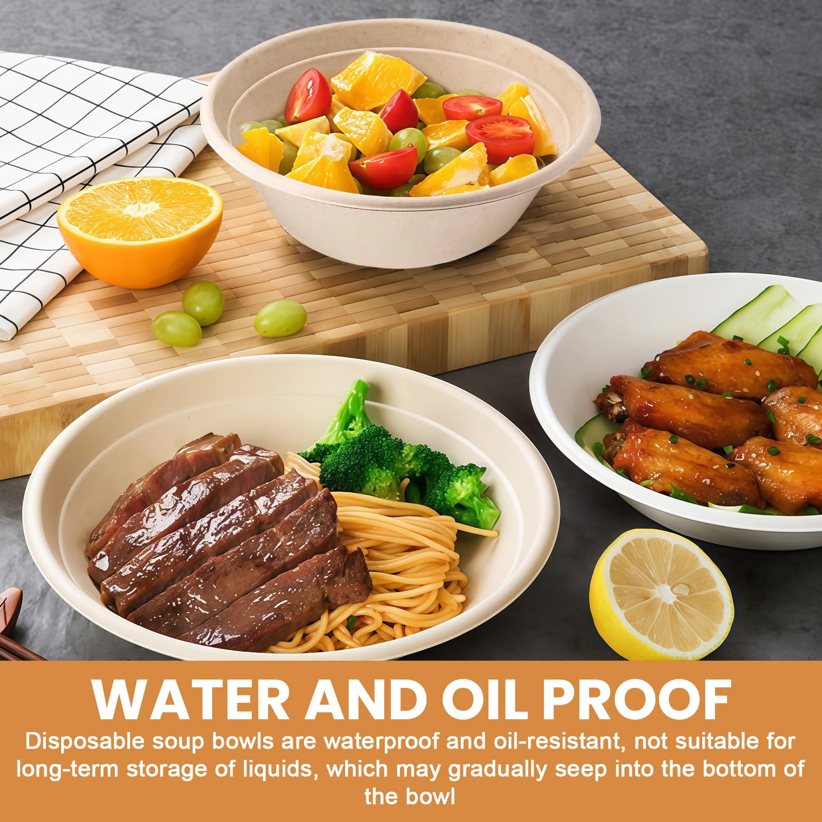 50 Stück Zuckerrohr Schalen - Kompostierbares Einweggeschirr 500ml