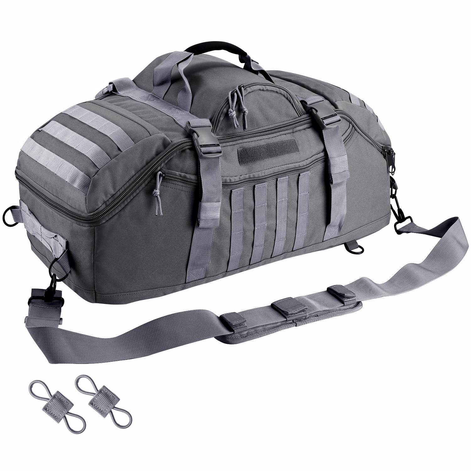 Hannibal Tactical 65L Large Duffle Bag, 3-in-1 Tactical Backpack MOLLE Pack for Sports, Gym, Outdoor, Grey
