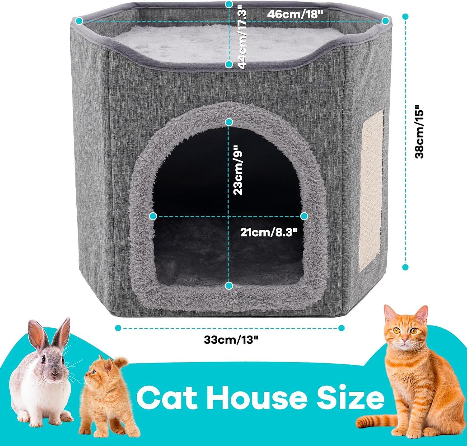 Large Cat House Cat Beds for Indoor Cats 2 Layer Kittens Cave for Pet Foldable Cat Hideaway Covered Kitten Condos with Scratch Pad Cushions Cats Cube for Small Medium Pets Kitten Dogs for All Seasons 3 81huUkYXl0L. AC SL1500