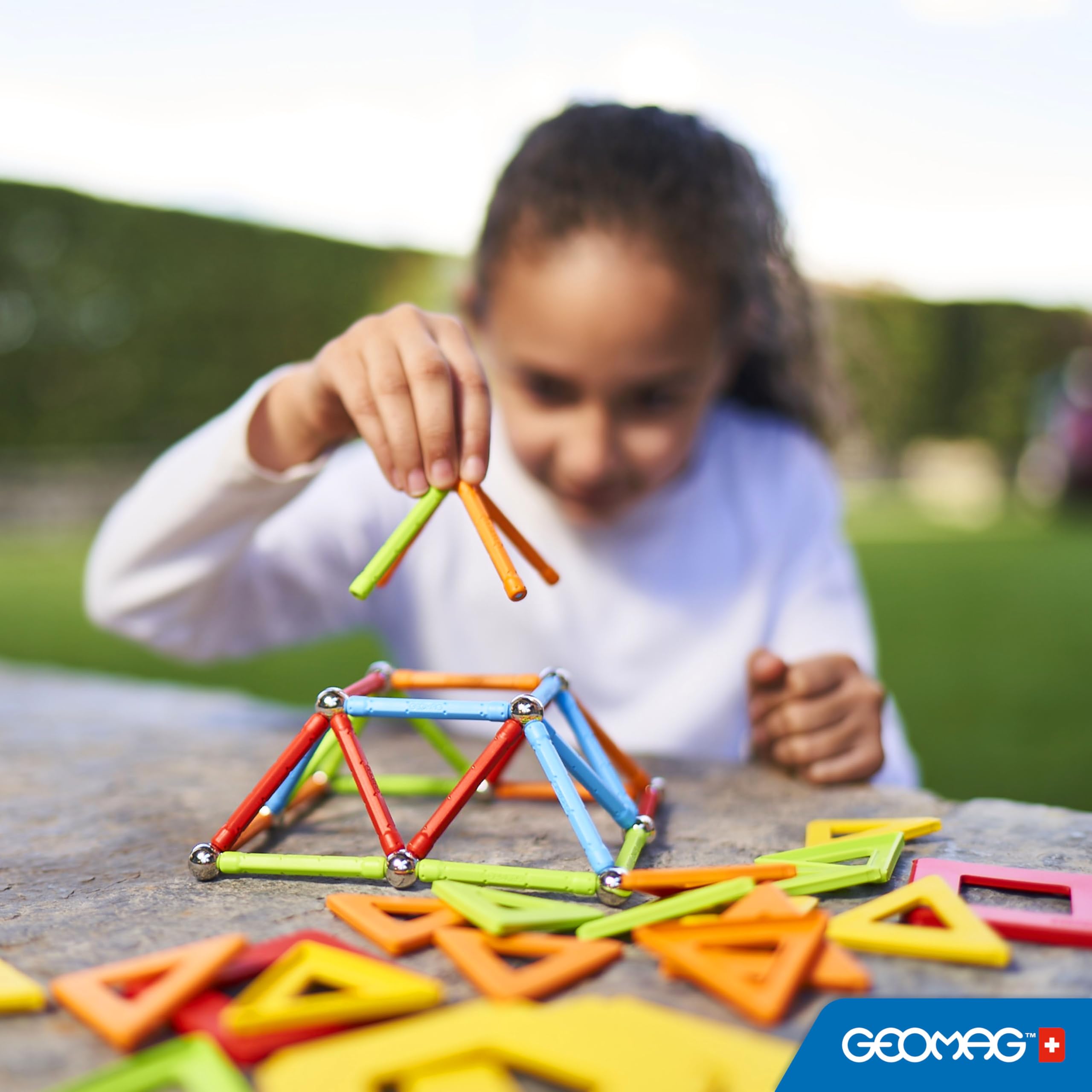 Geomag - Supercolor - Superkolorowe Magnetyczne Klocki dla Dzieci, Zabawka Magnetyczna, Gra Edukacyjna, Green Collection, 100% Plastiku z Recyklingu, 78 sztuk