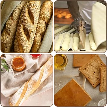 3 PCS Linen Cloth 75x45cm/29.5 × 17.7 inch Large Bread Proofing Cloth for Bakers Professional Linen Couche Baguette Baking Fermented Accessories for Loaf Dough Preparation and Baking