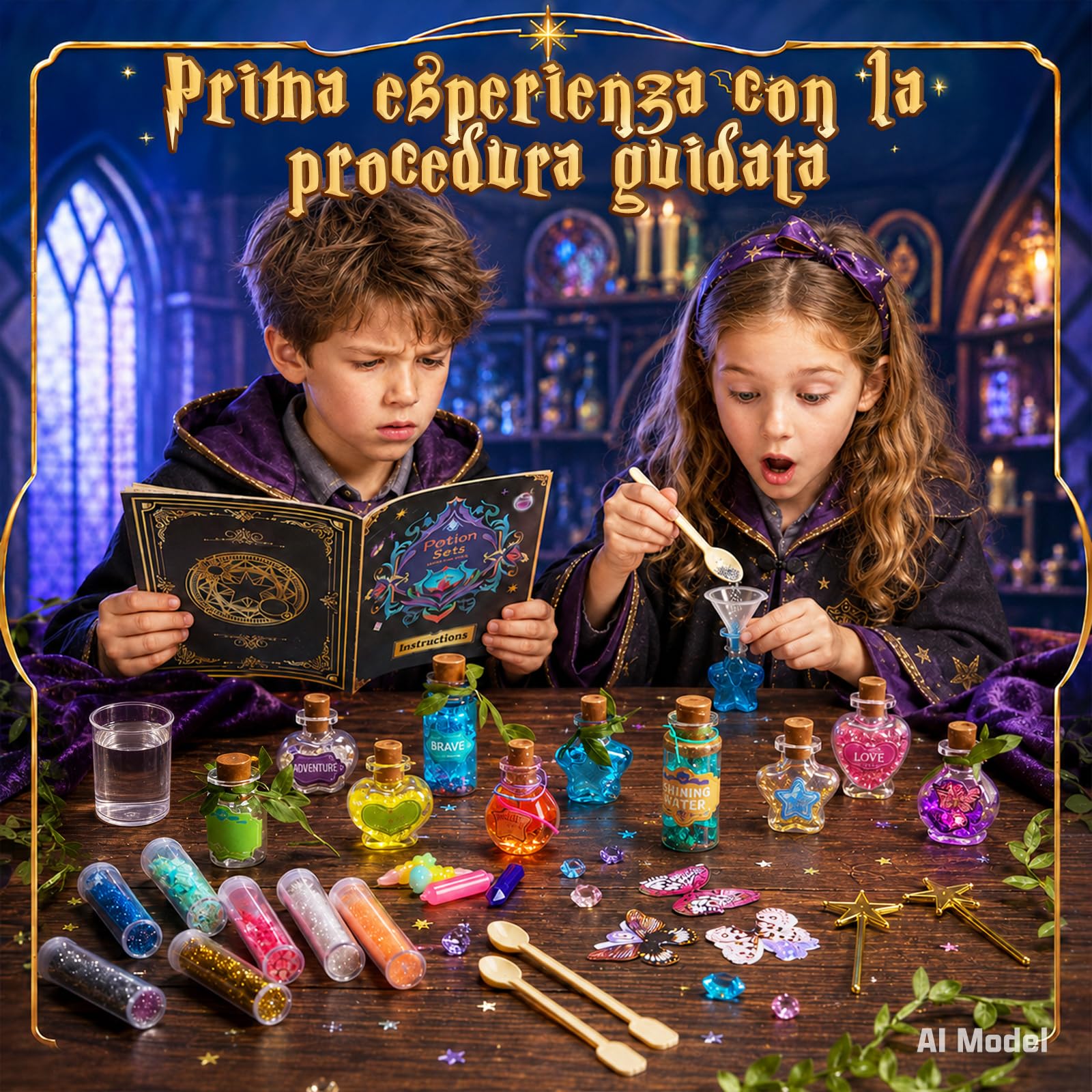 Wothfav Kit di Pozioni Misteriose per Bambini, Mescola 22 Pozioni Magiche, Pozioni Magiche Bambina, Giocattolo Creativo Artigianali, Kit di Pozioni Fatate Lavoretti Creativi per Bambini 6-12 Anni
