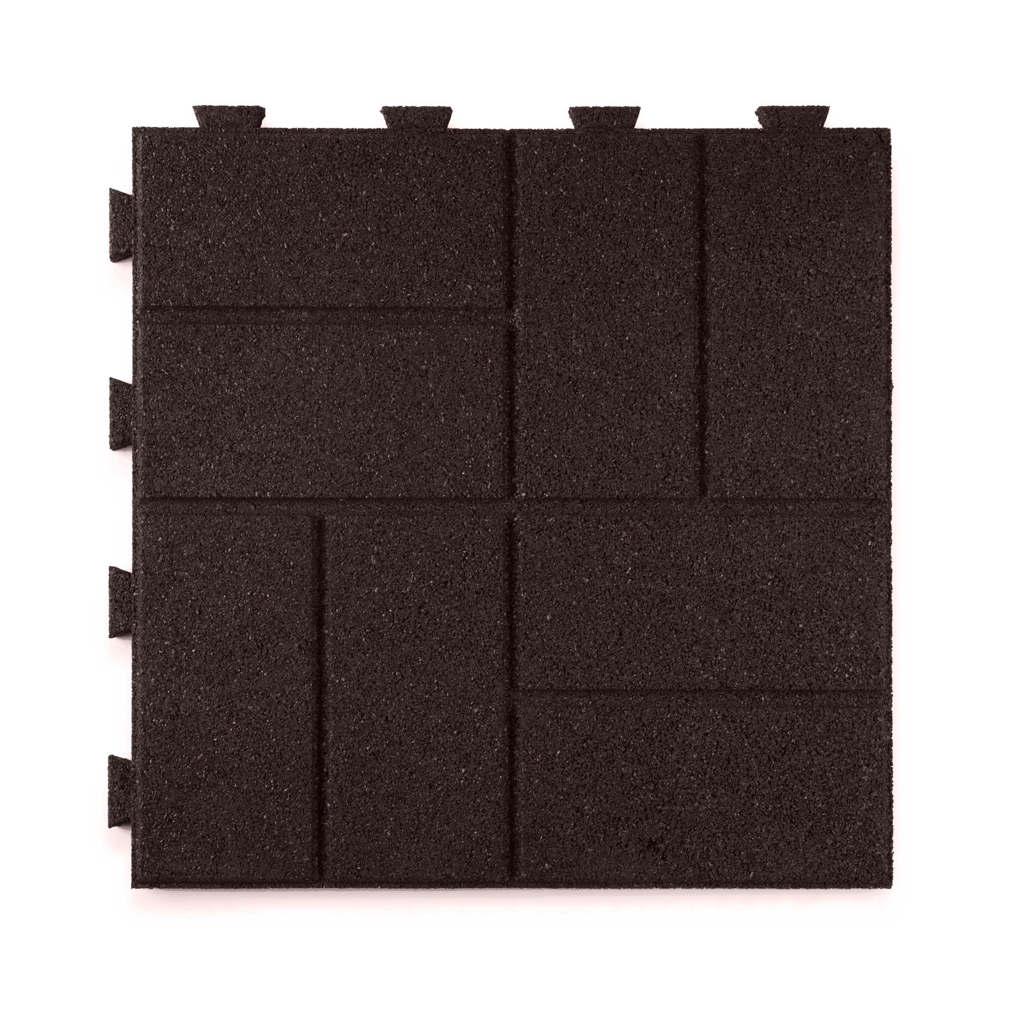 Playsafer Brick Rubber Interlocking Tiles | 16 X 16 | Easy Install for Indoor and Outdoor Use (Brown, 20 Tiles)