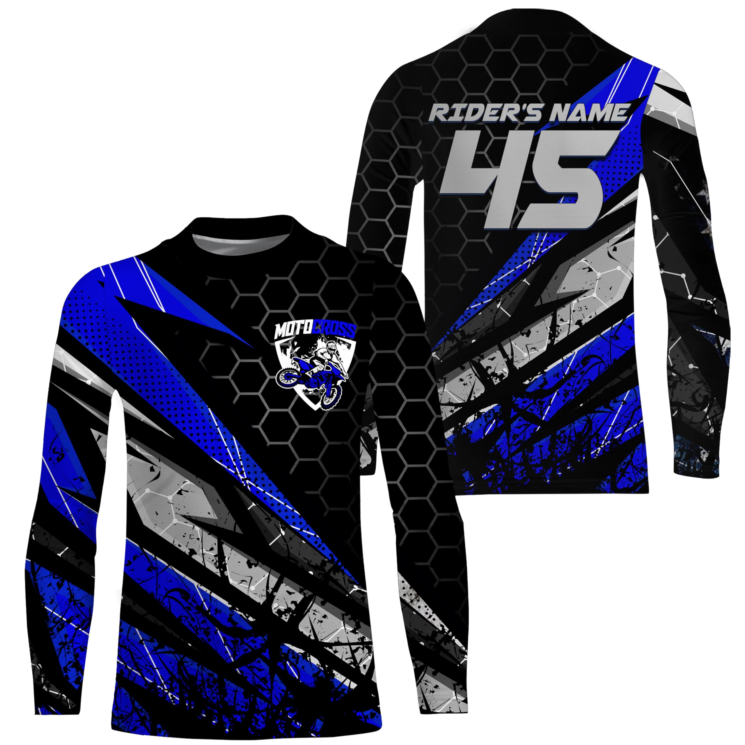 ChipteeAmz Personalized Motocross Jersey Men Women Kid Upf30+ Custom Dirt Bike Racing Jersey Youth Boys Off-Road Motorcycle (US, Alpha, Small, 5X-Large, Regular, Regular, Blue)