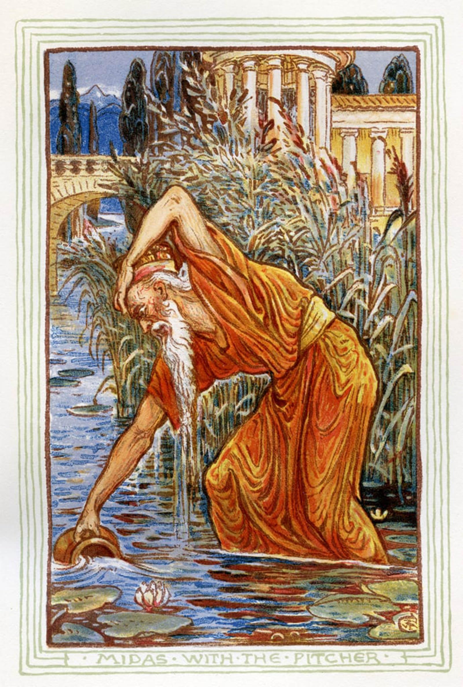 SERENDIPITP Aesthetic Poster Photo Wall Print Retro Picture Midas with the Pitcher by Walter Crane Modern Wall Artwork for Home Decor 60x90cm