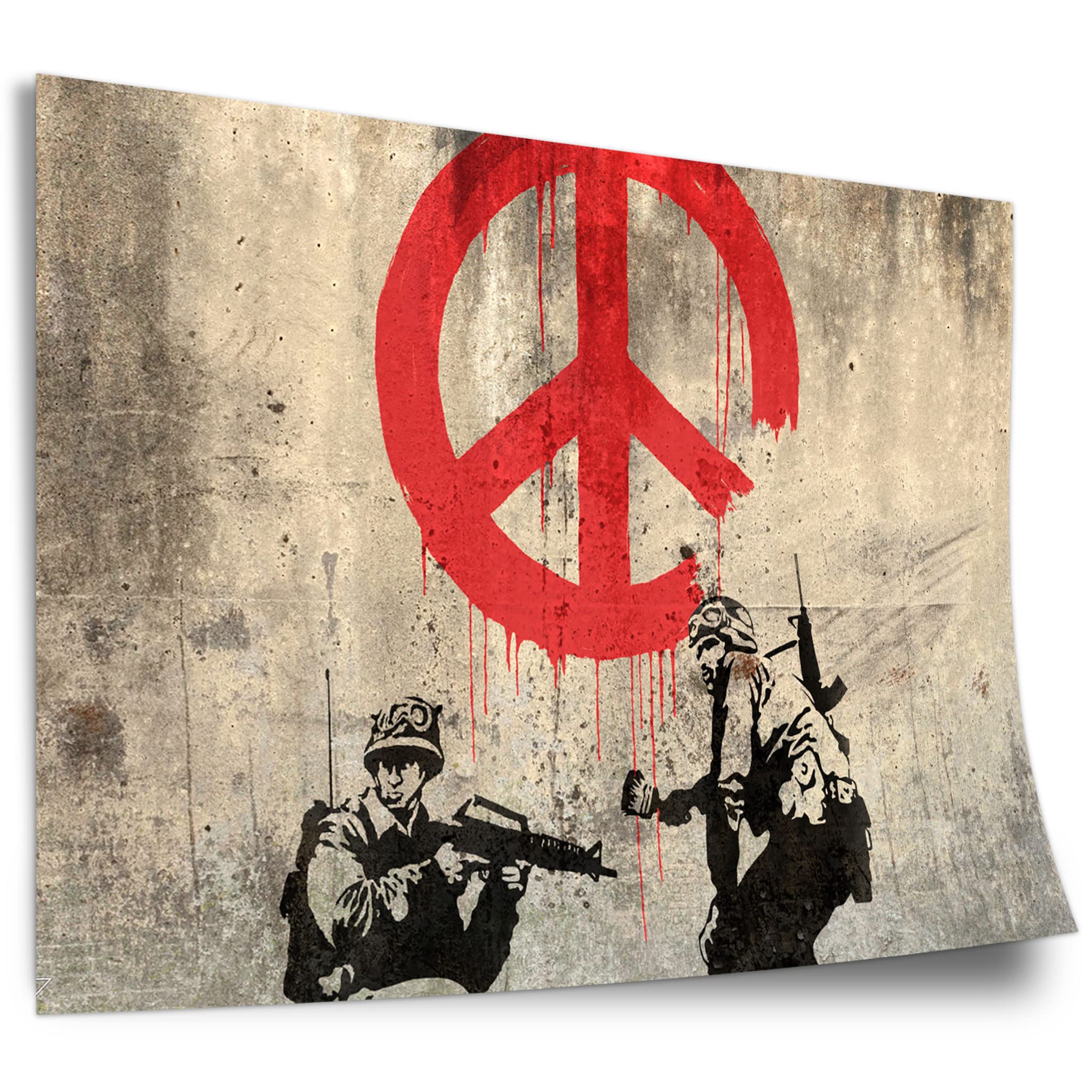 Banksy Poster: Soldiers Painting Peace Symbol Soldiers Peace Symbol Graffiti, Unframed Art Print, Mural - A4, A3, A2, A1, A0, XXL - Living Room, Bedroom, Kitchen, Decoration