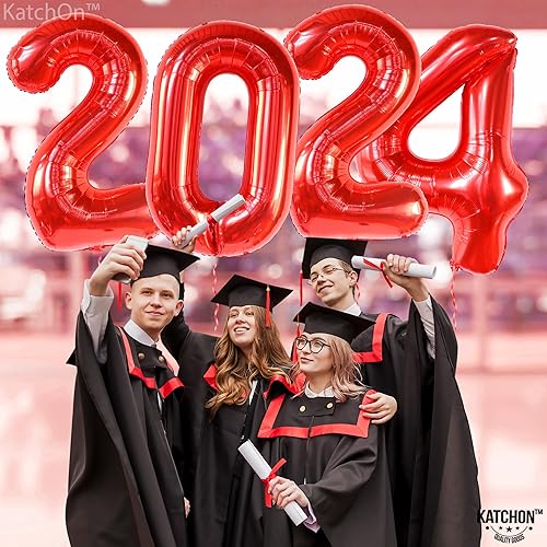 Miniatura 6 de KatchOn - Globos rojos gigantes 2023 de 40 pulgadas, globos de graduación 2023 rojos, decoraciones de fiesta de graduación 2023, globos para