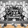 60th Anniversary Decorations Banner Black Silver 60th Diamond Wedding Anniversary Banner for Diamond Wedding Party Decorations 72.8x43.3''
