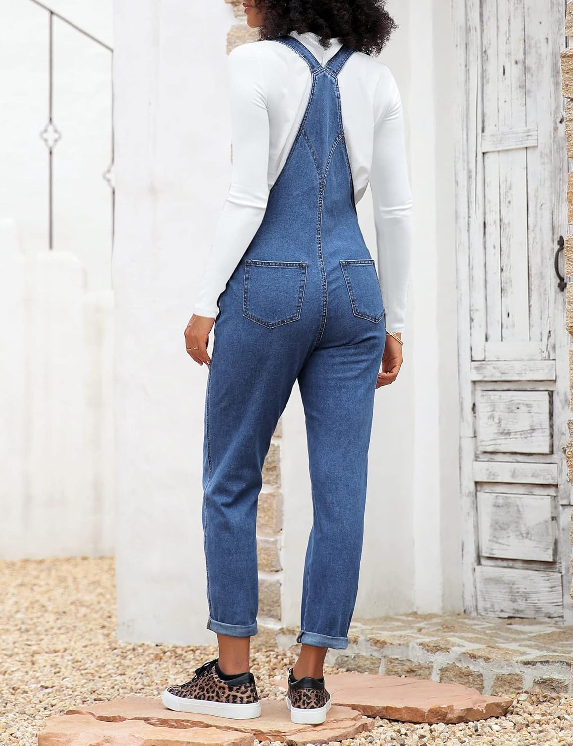 LookbookStore Women's Casual Stretch Denim Bib Overalls Pants Pocketed Jeans Jumpsuits - Image 5