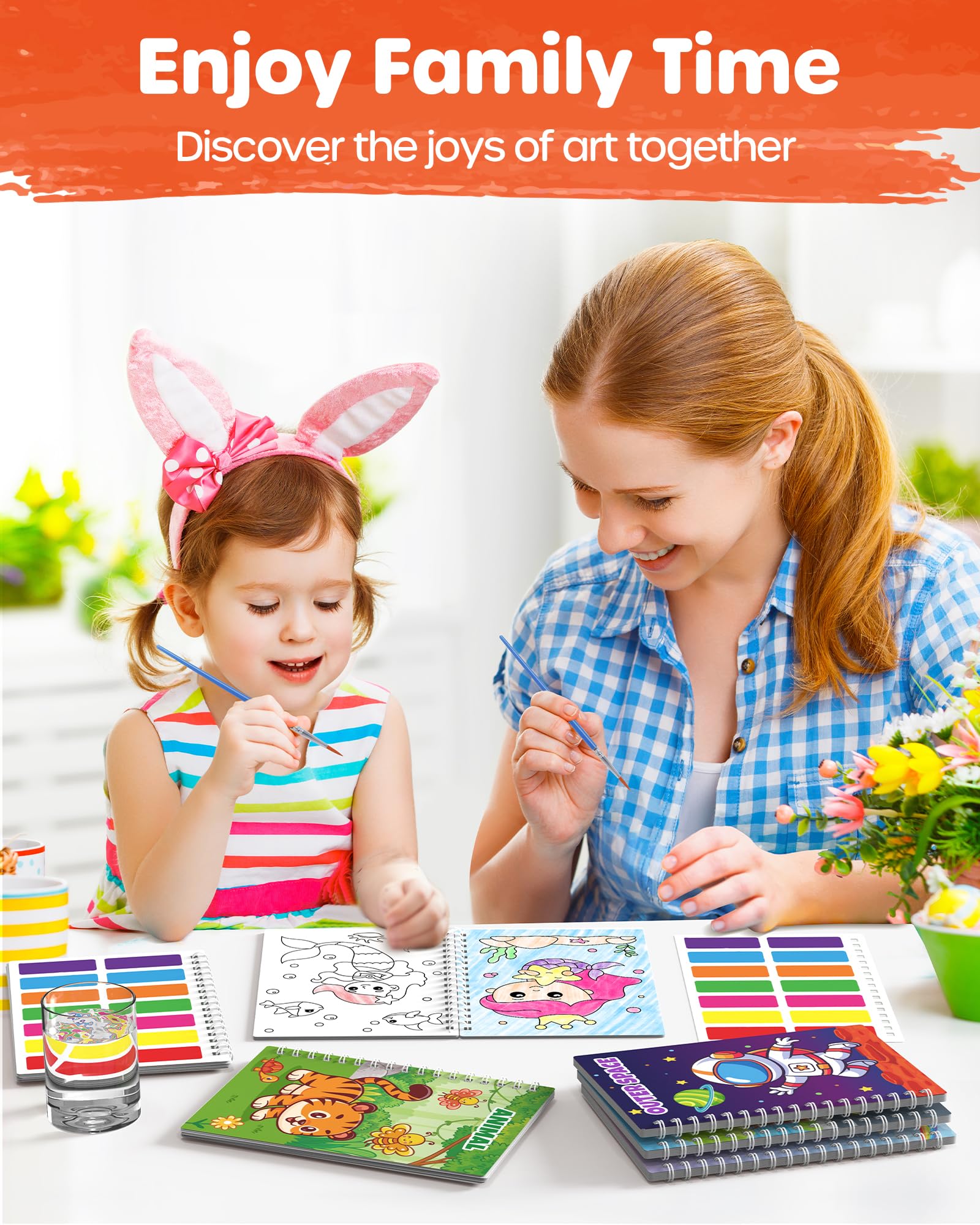 D-FantiX Paquete de 24 Pintura con Libros de Agua para Niños Pequeños, Acuarelas Libro para Colorear, Manualidades Niños 3 4 5 6 7 8-12