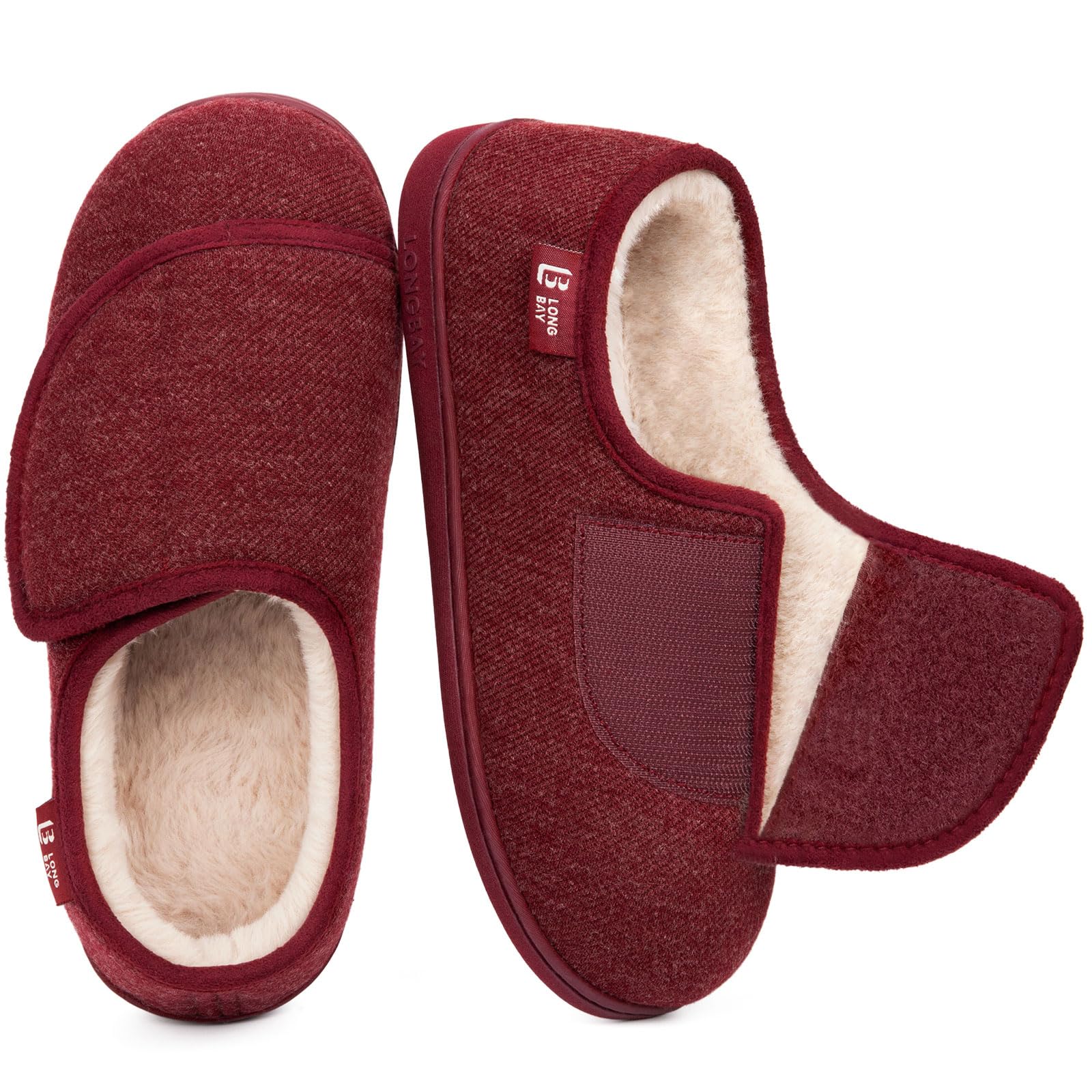 LongBay Women's Diabetic Slippers Memory Foam Adjustable Comfy Arthritis Edema House Shoes Indoor Outdoor