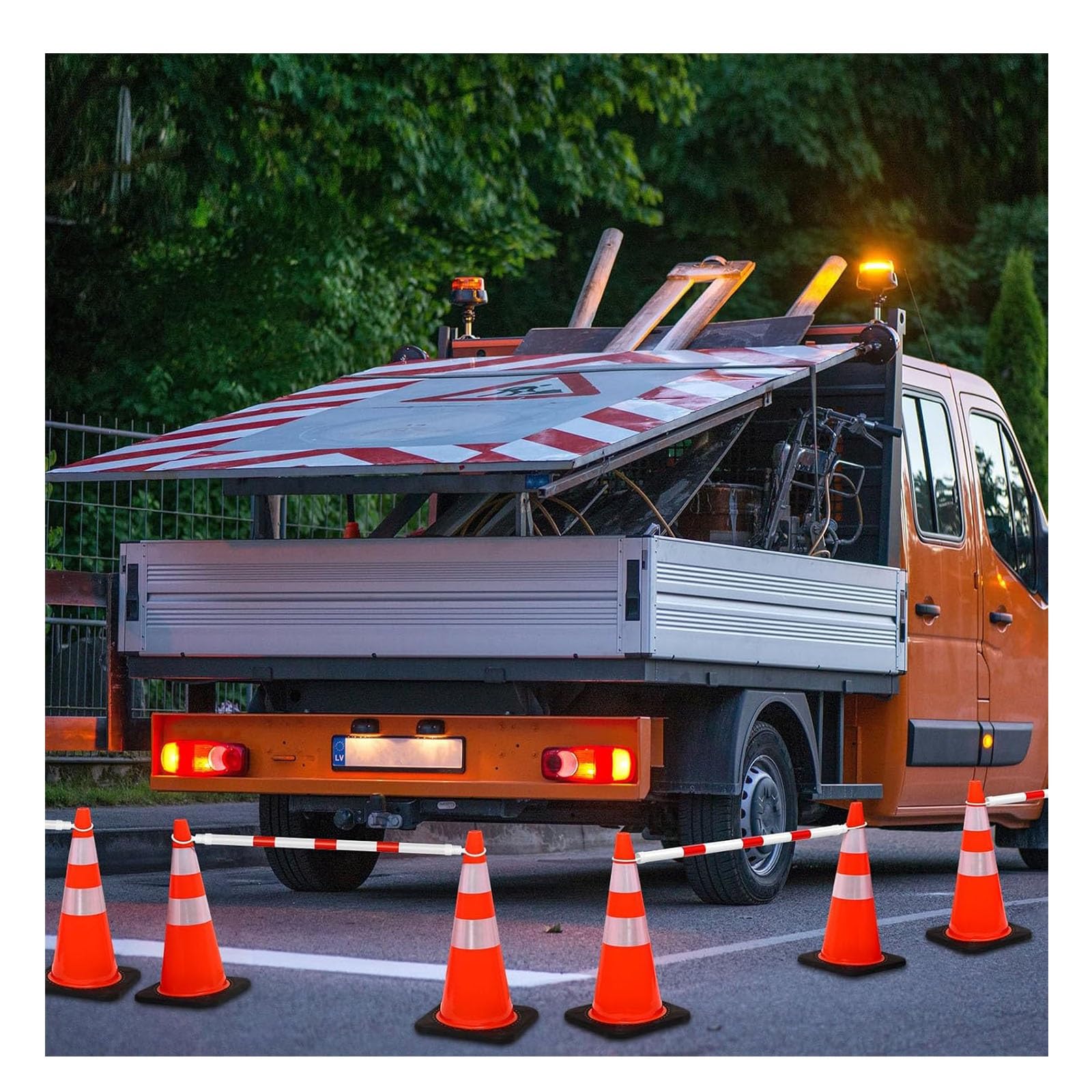 6 Barras Reflectantes para Conos de tráfico, Cinta de Conos de Seguridad retráctil y Ligera para Aparcamiento en Carretera, Ideal para el Control del tráfico y la Seguridad (no Incluye Conos